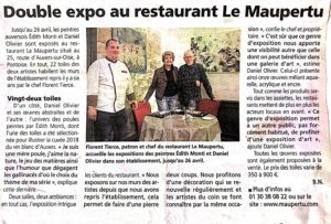 Article sur l'exposition au restaurant “Le Maupertu”