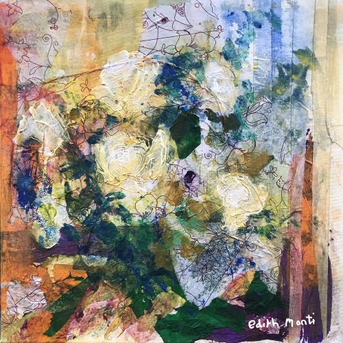 EdithMonti_LesrosesdeCharlotte_TechniqueMixte_40x40_2017